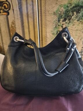 Vintage Delmar Black cowhide Pebbled leather Shoulder Bag